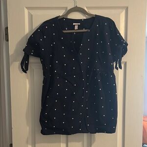 Isabel Maternity by Ingrid & Isabel Blue and White Wrap Blouse